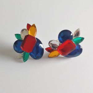 🎃3/$25 Vintage 80s Hand Made Rhinestone earrings